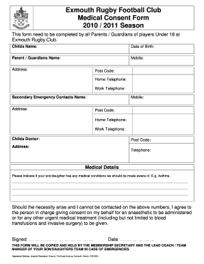 Football Consent Form