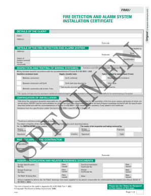 Fire Alarm Installation Certificate PDF  Form