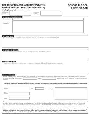 Fire Alarm Installation Certificate PDF  Form