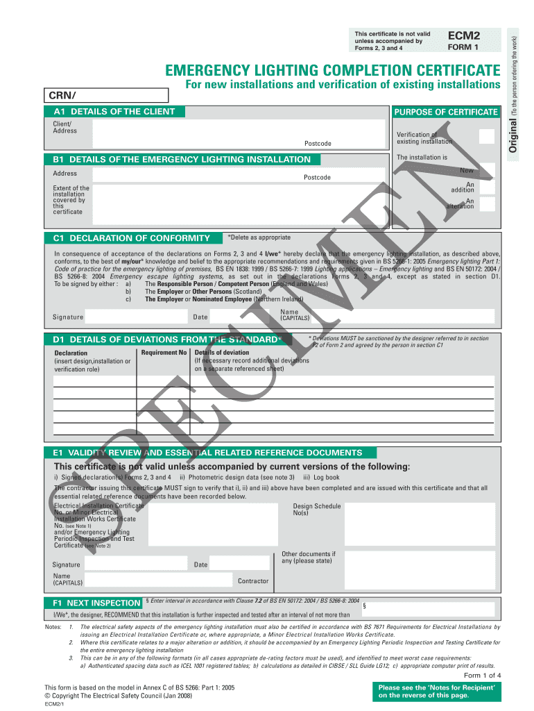 Emergency Lighting Certificate Template Nsw  Form