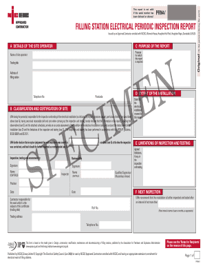Filling Station Electrical Periodic Inspection Report NICEIC  Form
