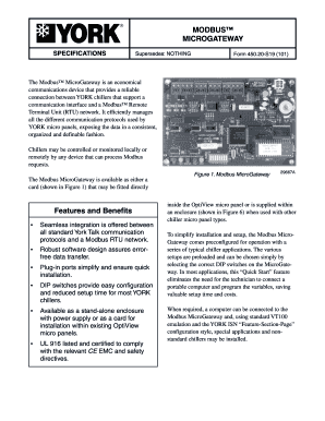 York Chiller Modbus Registers  Form