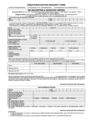 Dematerialisation Request Form Sample