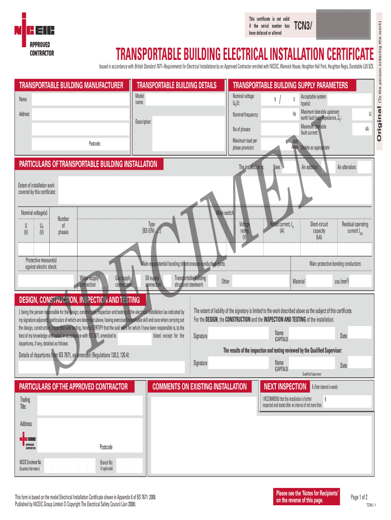 Electrical Building Installation Software  Form