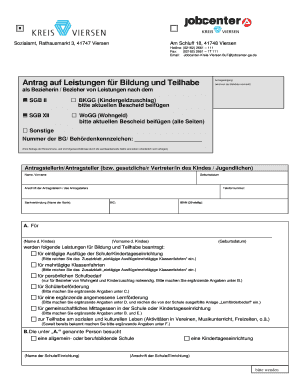 Bildung Und Teilhabe Kreis Viersen  Form