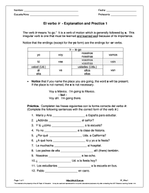 El Verbo Ir Explanation and Practice 1 St Joseph Hill Academy Stjosephhill  Form