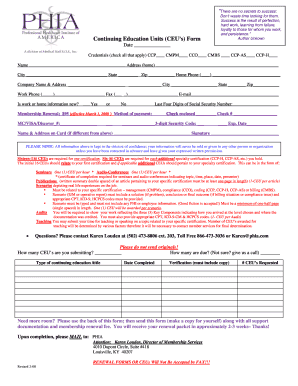 Continuing Education Units CEUs Form Author Unkown Date