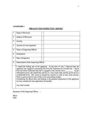 Pre Sanction Inspection Report  Form