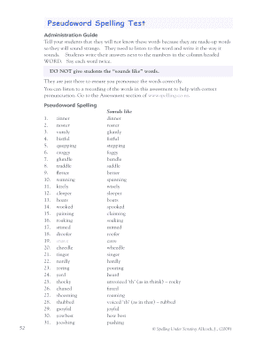 Pseudoword Spelling Test  Form