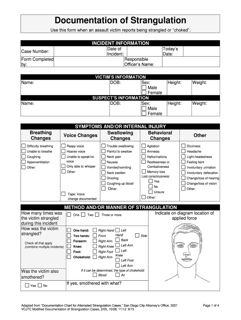 Documentation of Strangulation BVermontb  Form