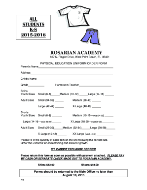 The PE Uniform Form Rosarian Academy