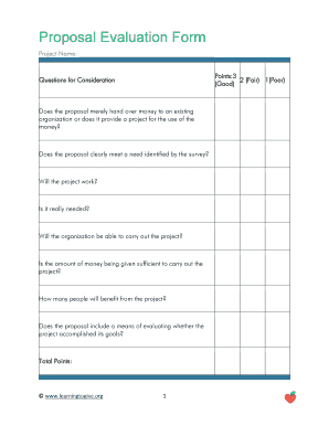 Proposal Evaluation Template  Form