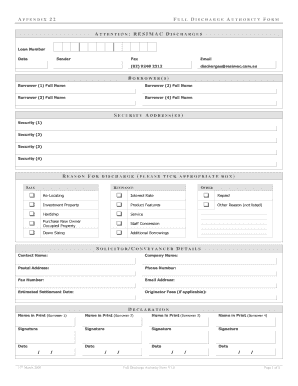 Resimac Discharge Form