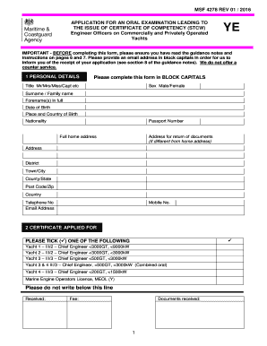 NOE Application Form Engineer Yacht MSF 4278