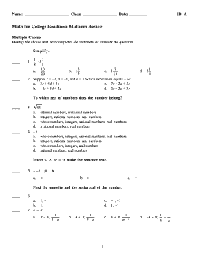 College Readiness Math  Form