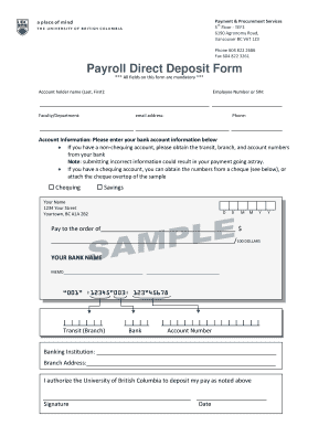  Direct Deposit Form 2014