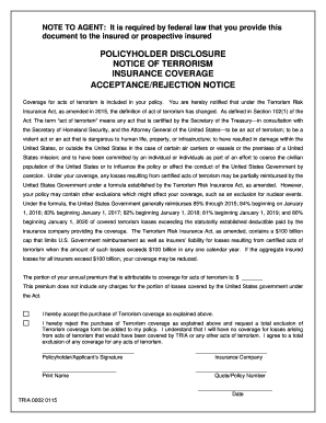 Policyholder Disclosure Notice of Terrorism Insurance Coverage  Form