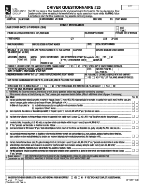 ER ERIE INSURANCE DRIVER QUESTIONNAIRE 25 GROUP  Form