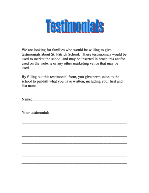 Testimonial Template PDF  Form