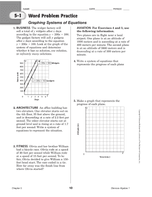 Word Problem Practice Graphing Systems of Equations Perkiomen  Form