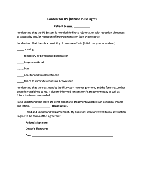 Consent for IPL Intense Pulse Light Patient Name  Form