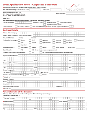 Loan Application Form Corporate Borrowers Neogrowth