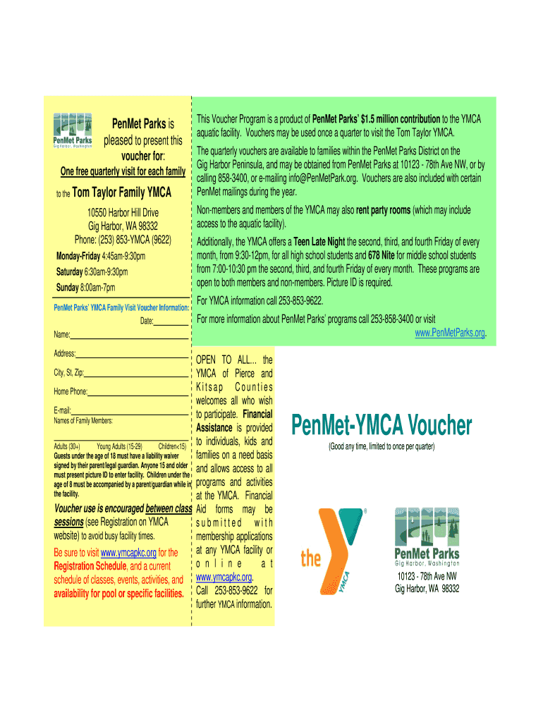 YMCA Voucher 150109 Pub PenMet Parks Penmetparks  Form