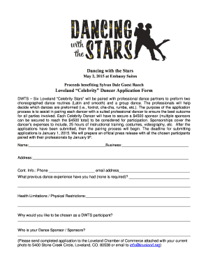 Dancing with the Stars Application  Form