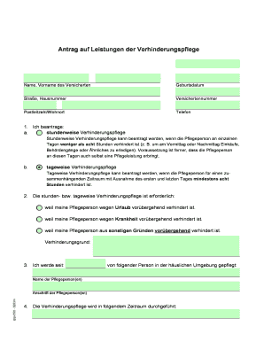 Verhinderungspflege  Form