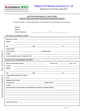 Magma Hdi Motor Claim Form