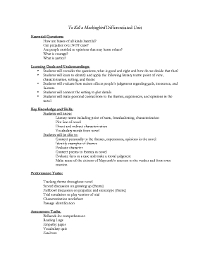 To Kill a Mockingbird Worksheets  Form