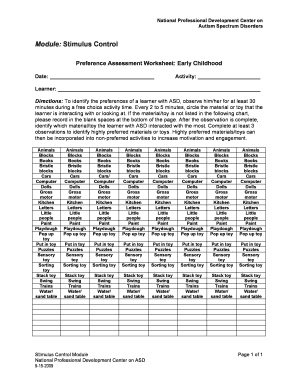 Preference Assessment Template  Form