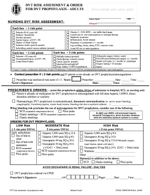 DVT Risk Assessment Orders BHUMCMDbbnetb Humcmd  Form