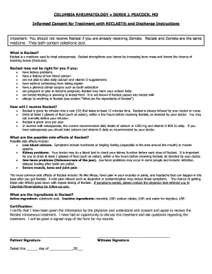 Informed Consent for Treatment with and Discharge Instructions Columbiarheumatology