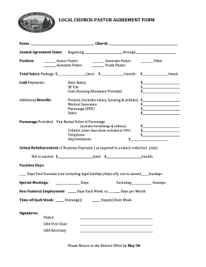 LOCAL CHURCH PASTOR AGREEMENT FORM Eastern NY Enynewesleyan