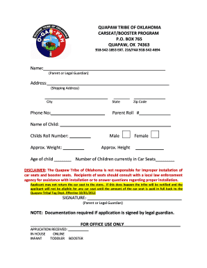 CarBooster Seat Application Quapaw Tribe  Form