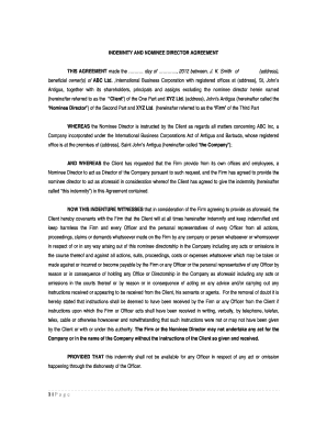 Nominee Director Agreement Template  Form