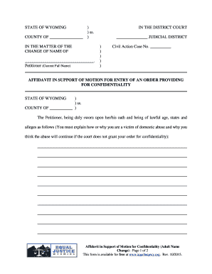  Affidavit in Support of Motion for Confidentiality Legalhelpwy 2015-2024