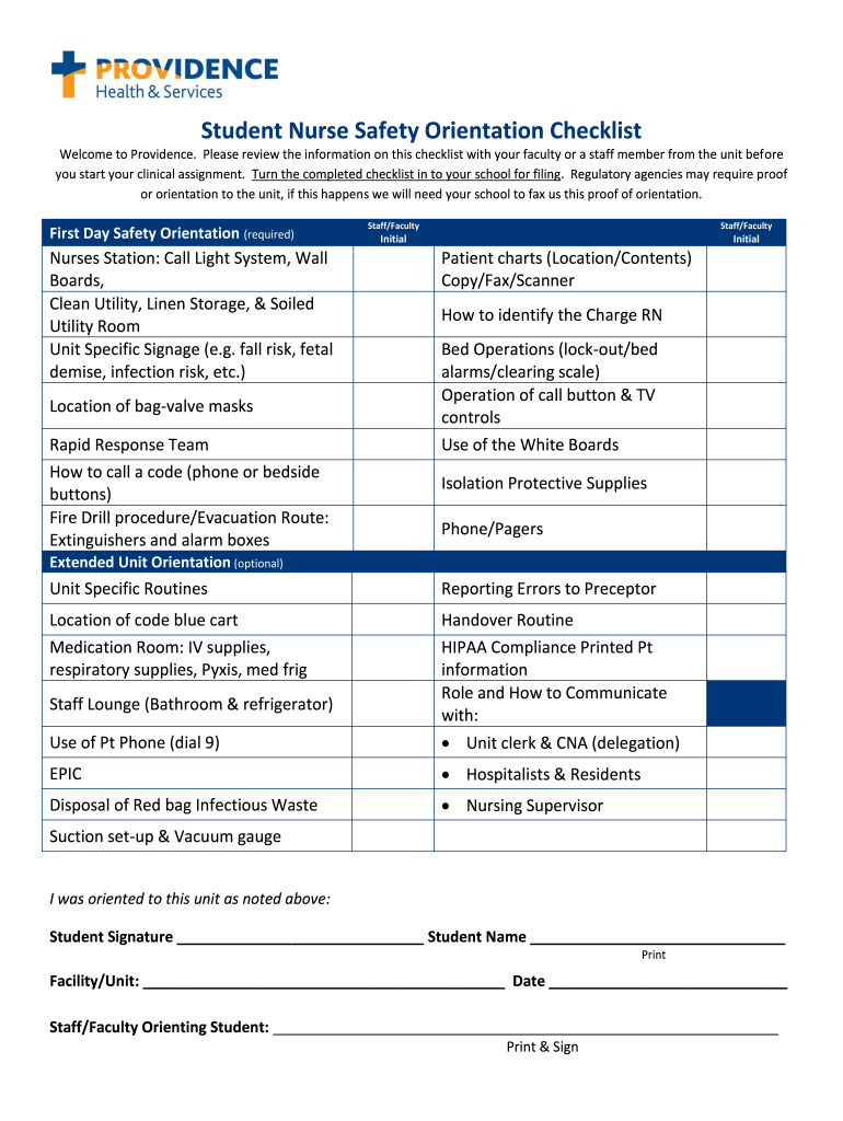 Student Nurse Checklist Form the Form in Seconds Fill Out and Sign