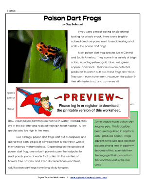 Poison Dart Frogs Answer Key  Form