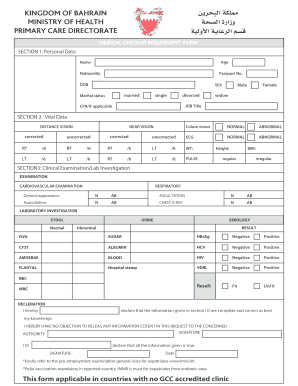 Bahrain Medical Form