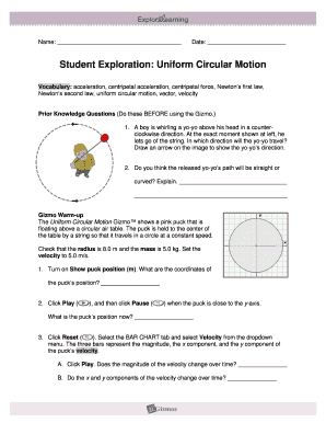 Uniform Circular Motion Gizmos Answer Key