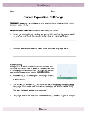 Golf Range Gizmo Answer Key Pdf Fill Out And Sign Printable Pdf Template Signnow