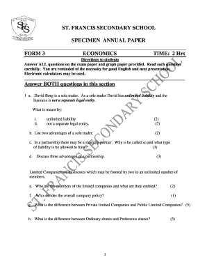 St Francis Secondary School Past Papers  Form