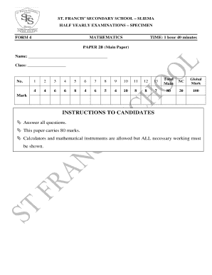 St Francis Secondary School Past Papers  Form