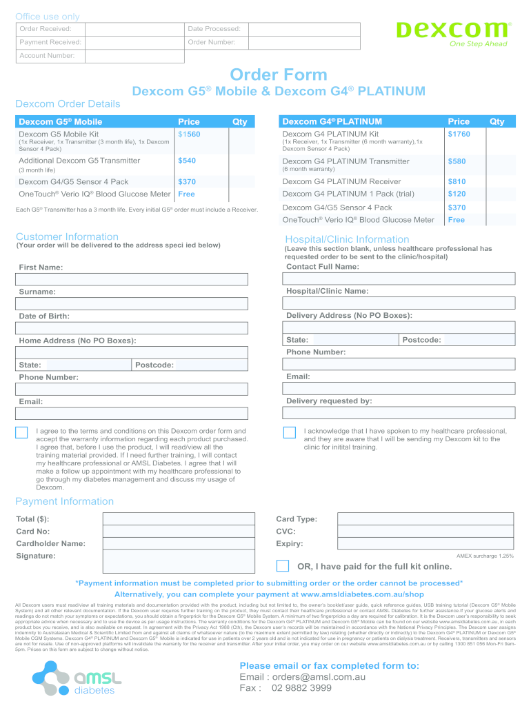 Order Form  AMSL Diabetes