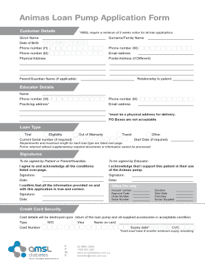 Loan Application Form AMSL Diabetes