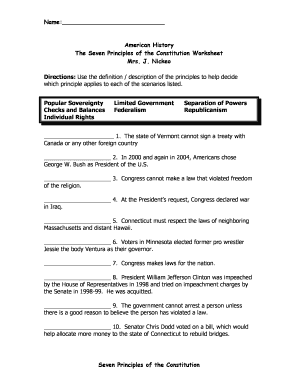 Seven Principles of Government Worksheet Answers PDF  Form