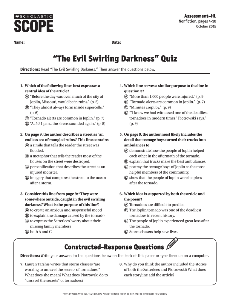 The Evil Swirling Darkness Quiz Answers  Form