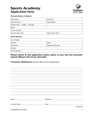 Sports Academy Application Form Online